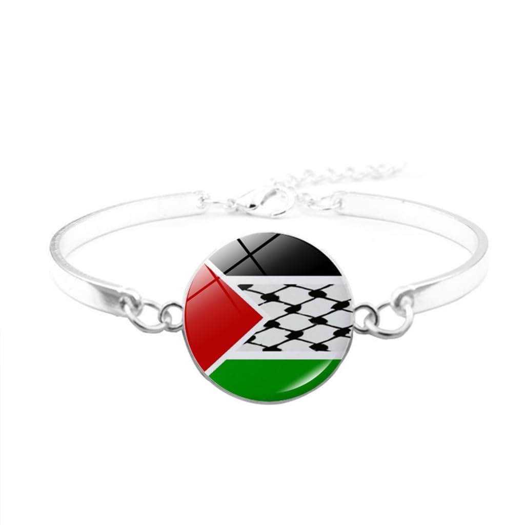 FENOHREFE Bracelet vintage en perles tissées multicouches avec drapeau de la Palestine, accessoires de bijoux, chaîne réglable pour femme, Verre