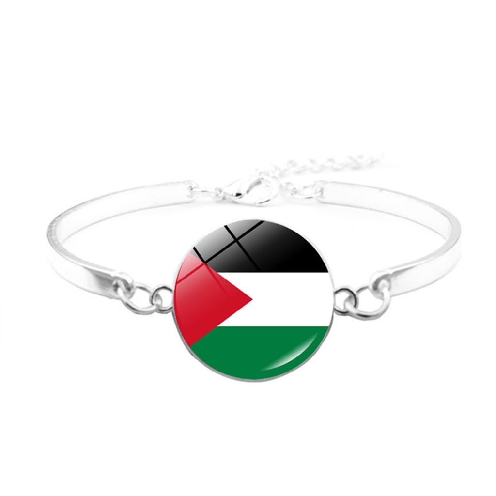 FENOHREFE Bracelet vintage en perles tissées multicouches avec drapeau de la Palestine, accessoires de bijoux, chaîne réglable pour femme, Verre