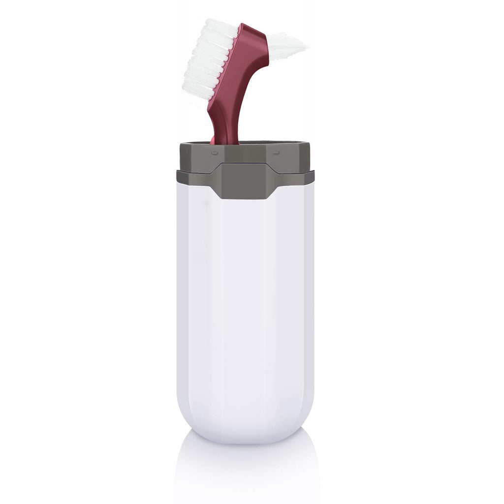 6 Pièces Brosses à Dents Brosse à Prothèse Dure Brosse de Nettoyage avec Étui de Transport Blanc pour Nettoyage de Fausses Dents