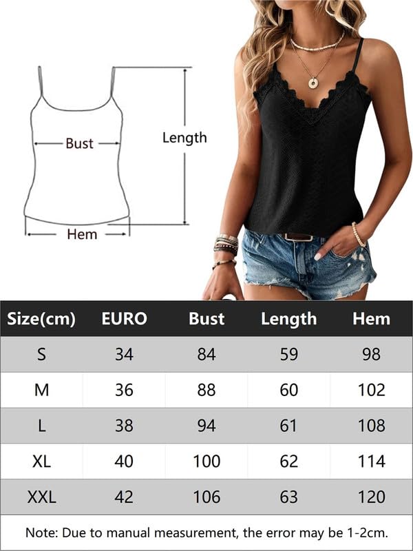 Haibang Debardeur Femme Chic et Élégant Été Top Caraco Dentelle sans Manche Bretelles Spaghetti Haut Sexy Lâche Chemise Oeillet Broderie Camisole Mode Casual Tank Tops