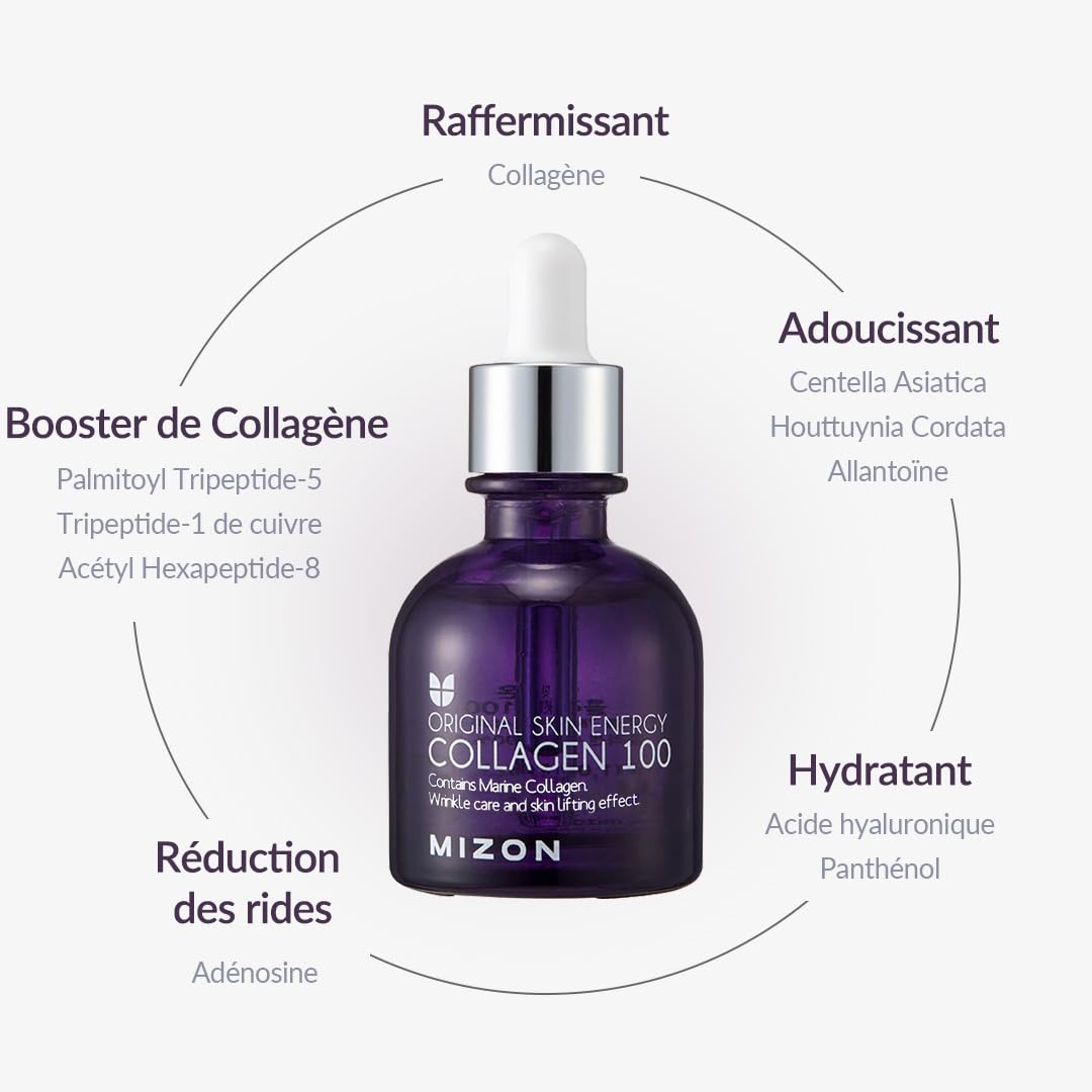 [MIZON] COLLAGEN 100 (30ml) Soin coréen - Sérum au collagène marin - Soin intensif anti-âge - Réduction des rides & ridules - Hydratation & Elasticité - Ingrédients naturels