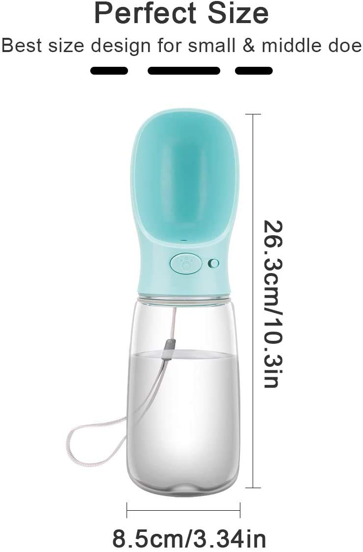 COTOP Bouteille d'eau Chien-550ML, Distributeur d'eau Portable Extérieur Chat, Gourde de Voyage, Bouteille d'eau pour Animaux de Compagnie, Qualité Alimentaire Accessoires pour Chiot Drink Water(Bleu)