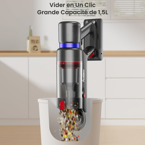 550W/45Kpa Aspirateur Balai sans Fil,70 Mins Aspirateur Sans Fil Puissant avec OLED écran Tactile et Brosse à Sol Anti-emmêlement,1,5L Aspirateur Balai pour Les Poils d'animaux/Tapis/Sols Durs