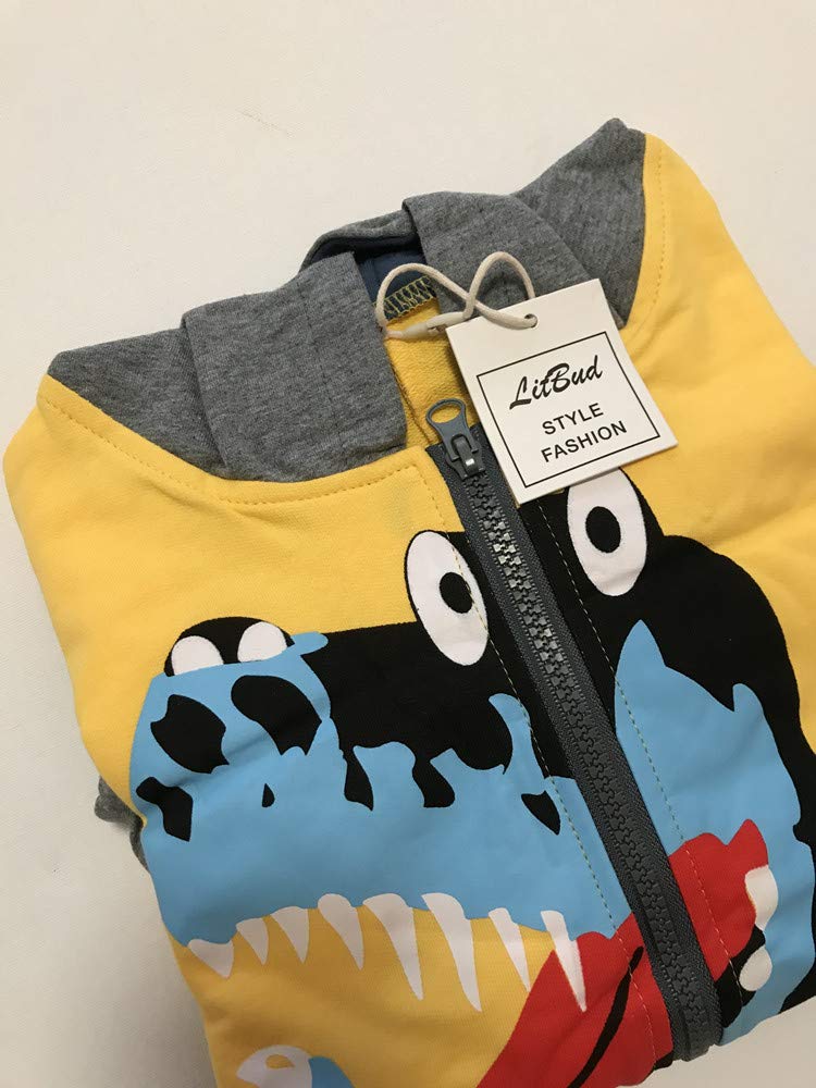 LitBud Garçons sweat à capuche pour Enfants Toddler Dessin animé Dinosaure jurassique World Park Fermeture éclair Noël Automne veste Manteau 4-5 Ans 5T