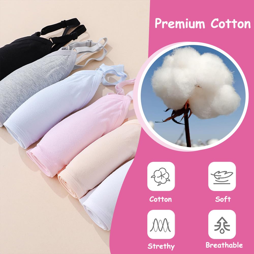 Bysion Soutien-Gorge d'entraînement sans Couture pour Filles avec Réglable Haut à Bretelles et Coussinets Fixes pour Enfants 10 à 18 Ans et Femme aux Petits Seins (Lot de 4)