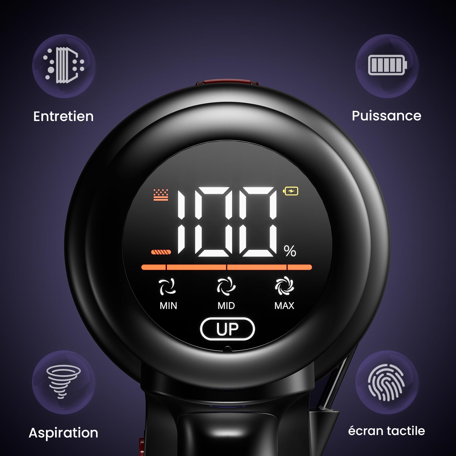 550W/45Kpa Aspirateur Balai sans Fil,70 Mins Aspirateur Sans Fil Puissant avec OLED écran Tactile et Brosse à Sol Anti-emmêlement,1,5L Aspirateur Balai pour Les Poils d'animaux/Tapis/Sols Durs