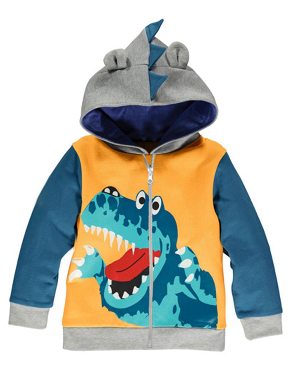 LitBud Garçons sweat à capuche pour Enfants Toddler Dessin animé Dinosaure jurassique World Park Fermeture éclair Noël Automne veste Manteau 4-5 Ans 5T