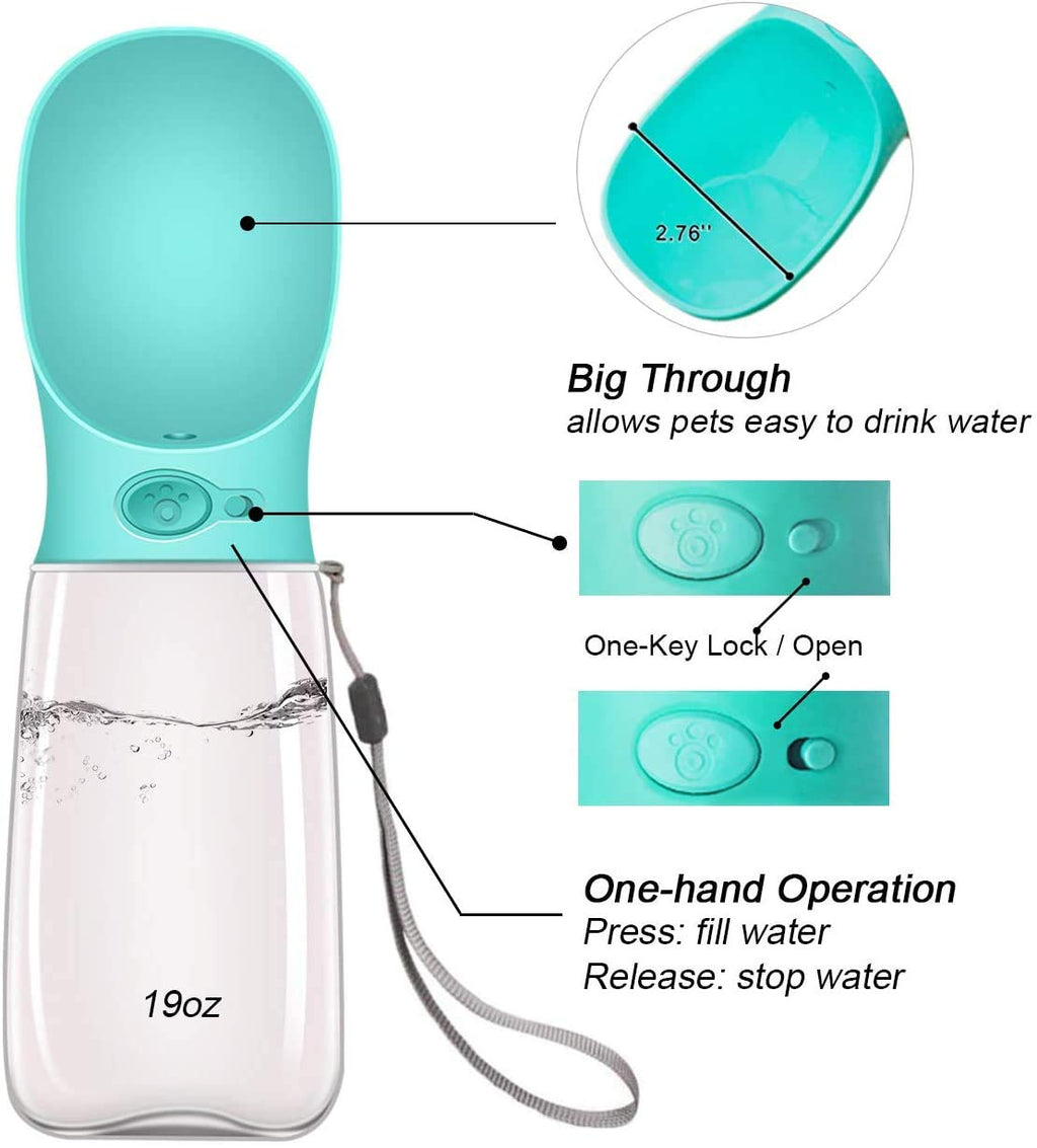 COTOP Bouteille d'eau Chien-550ML, Distributeur d'eau Portable Extérieur Chat, Gourde de Voyage, Bouteille d'eau pour Animaux de Compagnie, Qualité Alimentaire Accessoires pour Chiot Drink Water(Bleu)