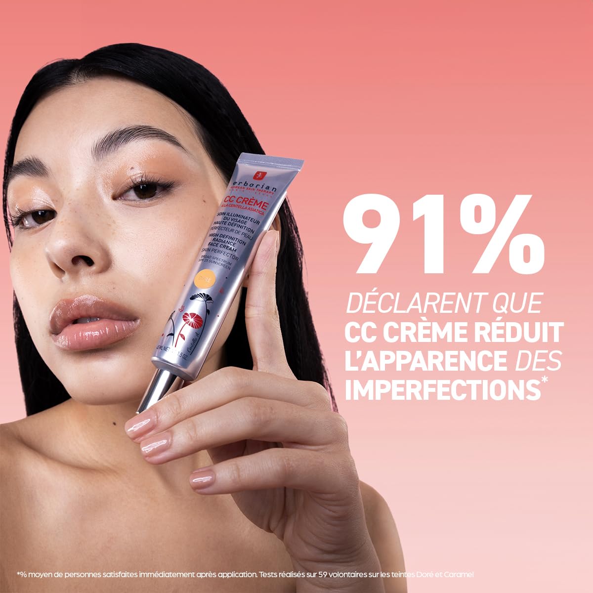 Erborian - CC Crème à la Centella Asiatica - Maquillage et Soin Illuminateur de Teint Haute Définition pour Visage - Protection Solaire SPF 25 - Soin Cosmétique Coréen - Doré 15 ml