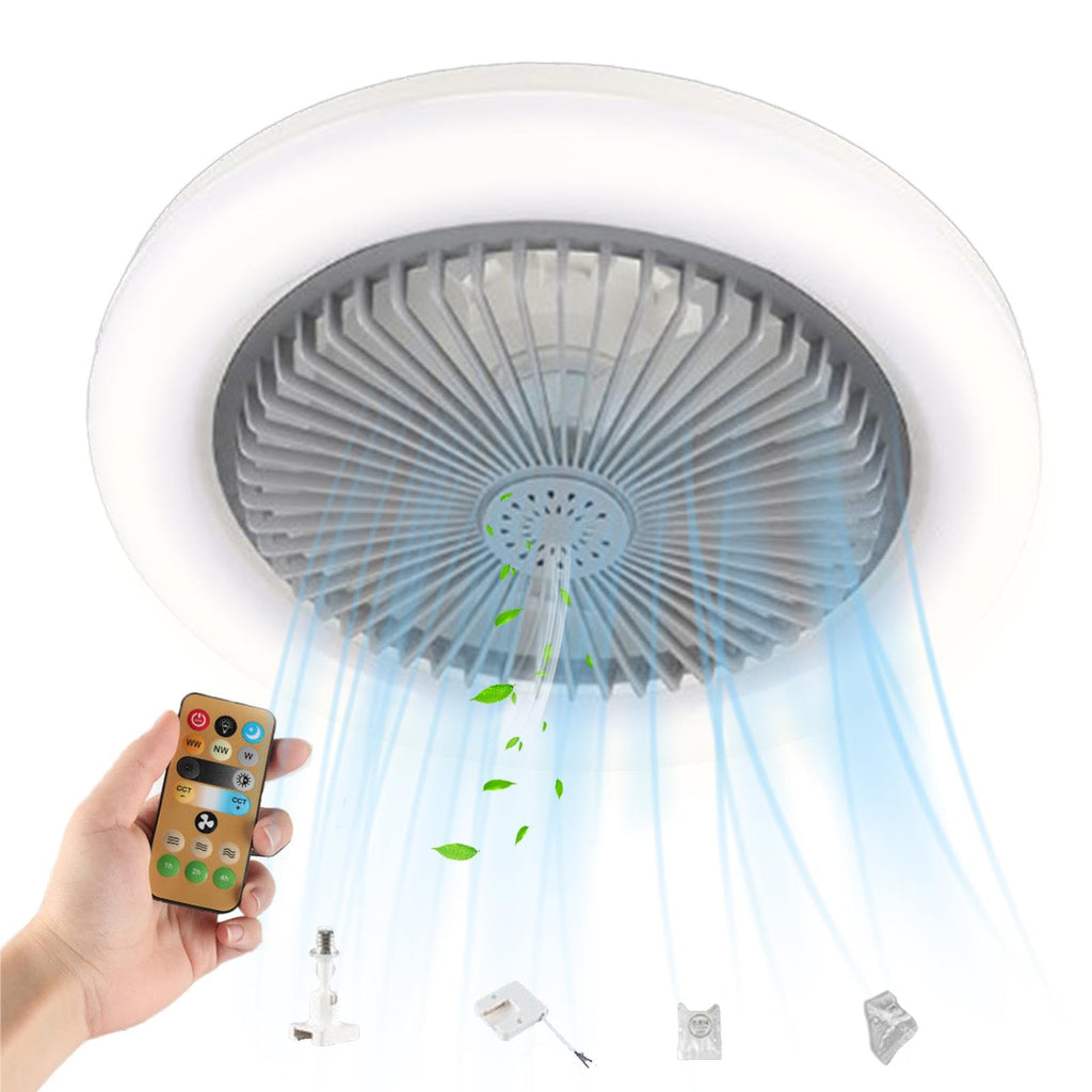 Ventilateurs de plafond avec lumières et télécommande, ventilateur de plafond LED avec lumières | Plafonnier 30W avec ventilateur et télécommande, éclairage LED intelligent à intensité variable