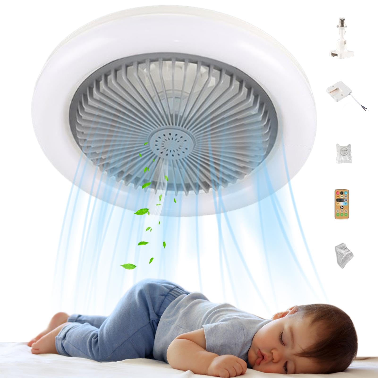 Ventilateurs de plafond avec lumières et télécommande, ventilateur de plafond LED avec lumières | Plafonnier 30W avec ventilateur et télécommande, éclairage LED intelligent à intensité variable