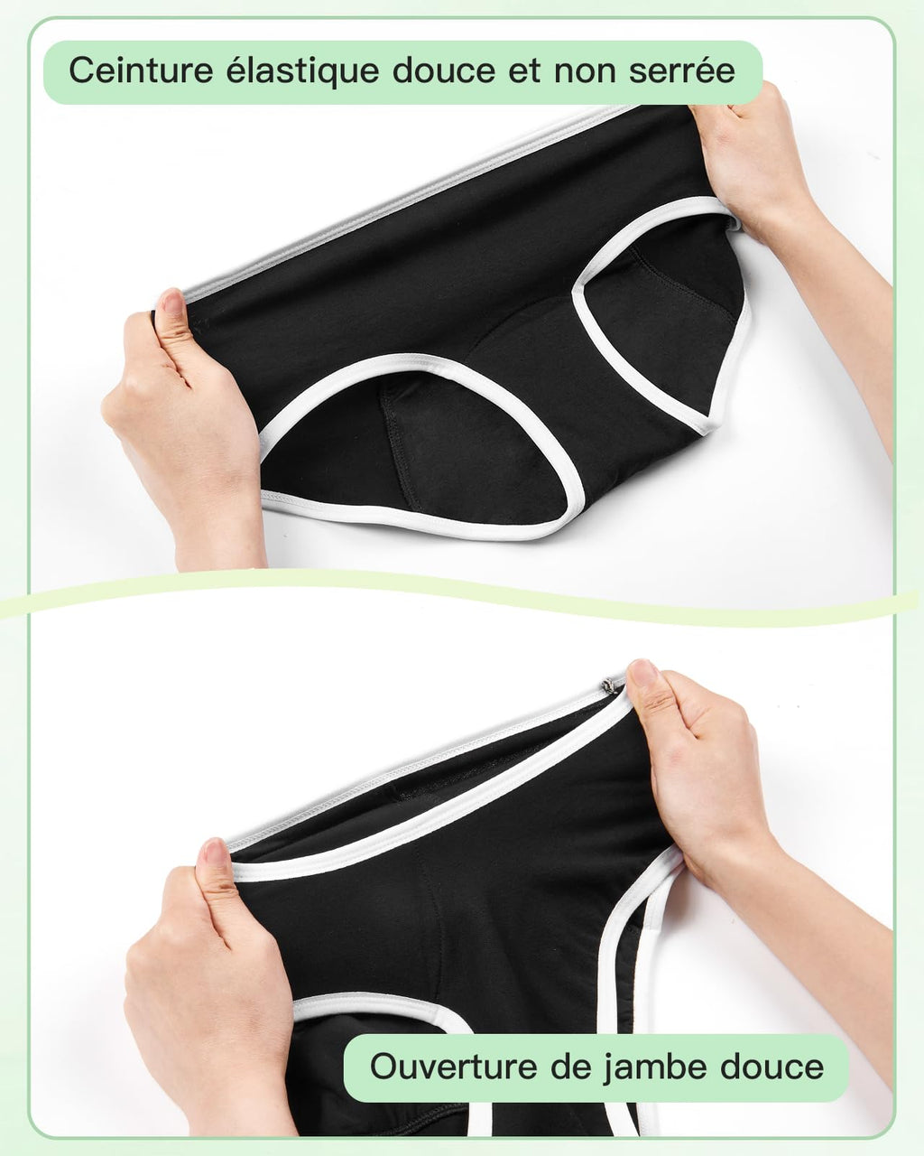 Soleurfe Culotte Menstruelle Flux Tres Abondant 4 Couches de Slips Fibre de Bambou Lavable Protege Slip Anti Fuite pour Adolescentes Fille Femmes 12-14 Ans