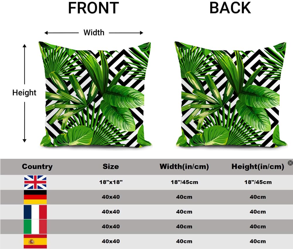 Housse Coussin Exterieur 40x40cm Feuilles Vertes Vert Tropical Salon de Jardin Exterieur Deco pour canapé Deco scandinave Decoration