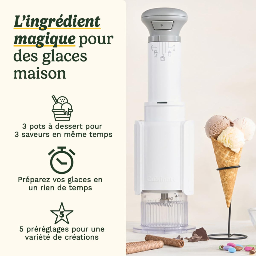 Cuisinart FreezeWand – Sorbetière 5 programmes : Glace, Sorbet, Milkshake, Granité, Ingrédients ajoutés | Vegan, sans lactose, riche en protéines, faible en calories | Prête en 5 min