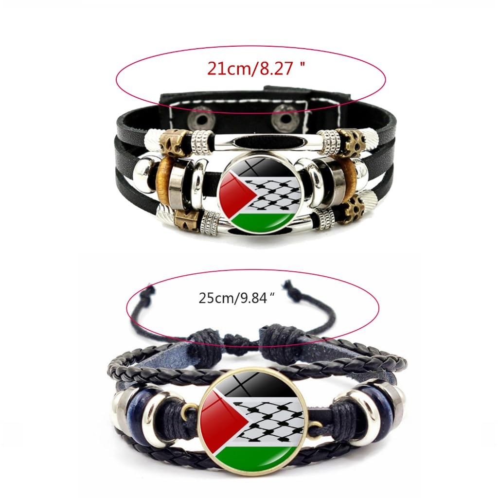 FENOHREFE Bracelet vintage en perles tissées multicouches avec drapeau de la Palestine, accessoires de bijoux, chaîne réglable pour femme, Verre