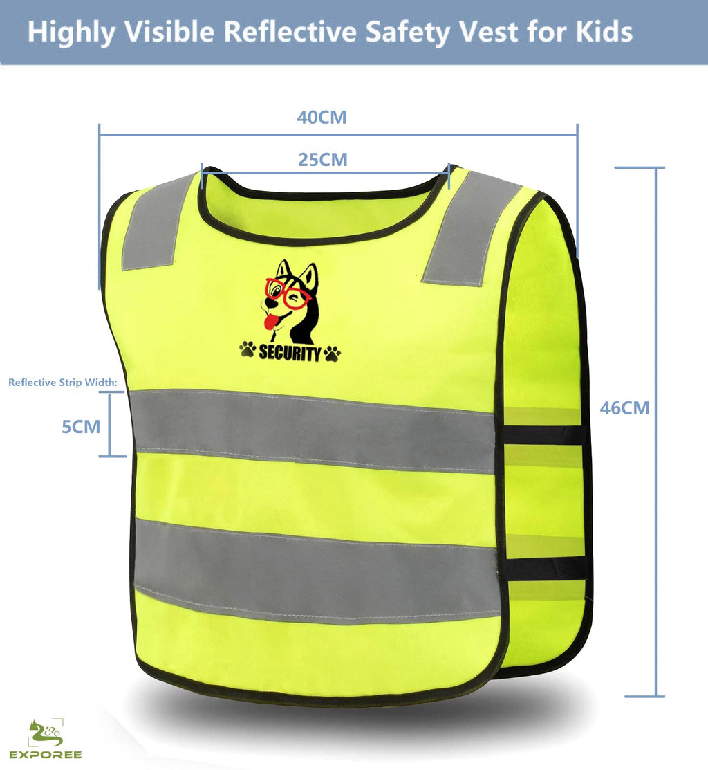Exporee Gilet Jaune Enfant, 3 pièces Gilet Sécurité Enfants, Réflecteur Haute Visibilité Sécurité Gilet, Respirant Taille Universelle gilet reflechissant enfant pour Garçons et Filles