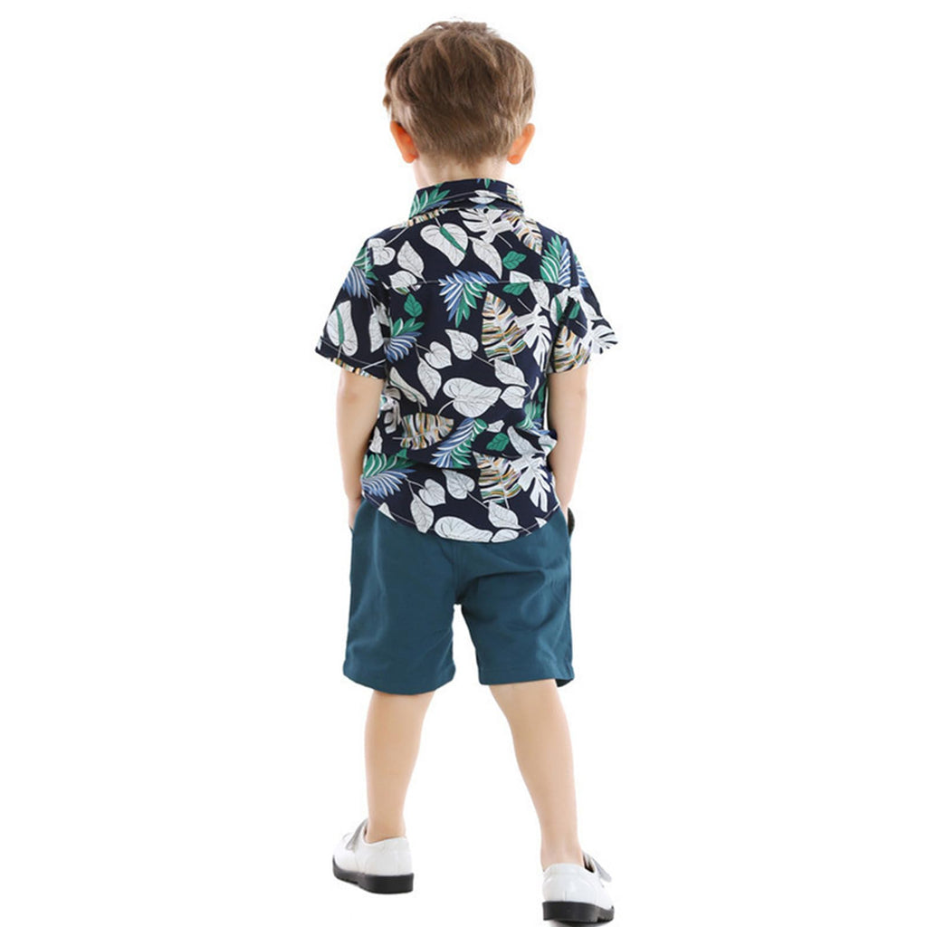 Winmany Ensemble Hawaï pour BéBé GarçOn Petits Enfants Chemise et Short en Coton pour Enfants VêTements Plage D'éTé à Fleurs Tropicales (2, Bleu, 3-4T)