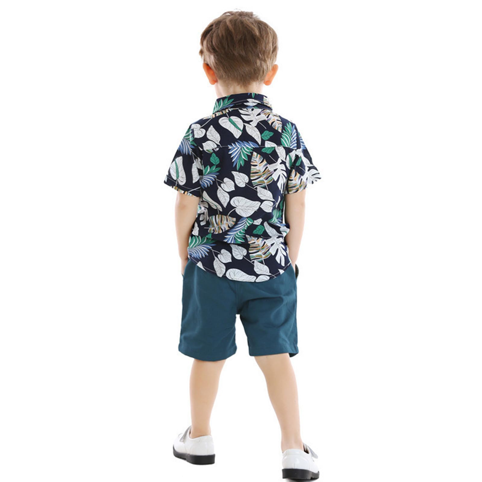 Winmany Ensemble Hawaï pour BéBé GarçOn Petits Enfants Chemise et Short en Coton pour Enfants VêTements Plage D'éTé à Fleurs Tropicales (2, Bleu, 3-4T)