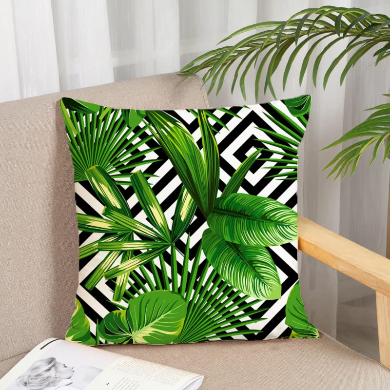 Housse Coussin Exterieur 40x40cm Feuilles Vertes Vert Tropical Salon de Jardin Exterieur Deco pour canapé Deco scandinave Decoration