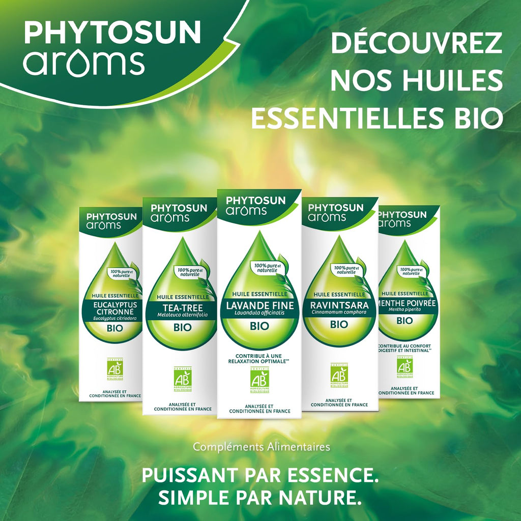 PHYTOSUN AROMS - Huile Essentielle d'Eucalyptus Citronné Bio - HEBBD - 100% Pure & Naturelle - 100% Bio - Analysée & Conditionnée en France - 10 ml