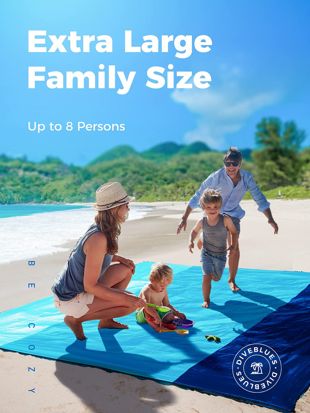 OCOOPA Couverture de Plage 210 x 200cm Grande, imperméable, Anti Sable, Couverture de Pique-Nique, pour Le Voyage, Le Camping, Les Vacances, etc.