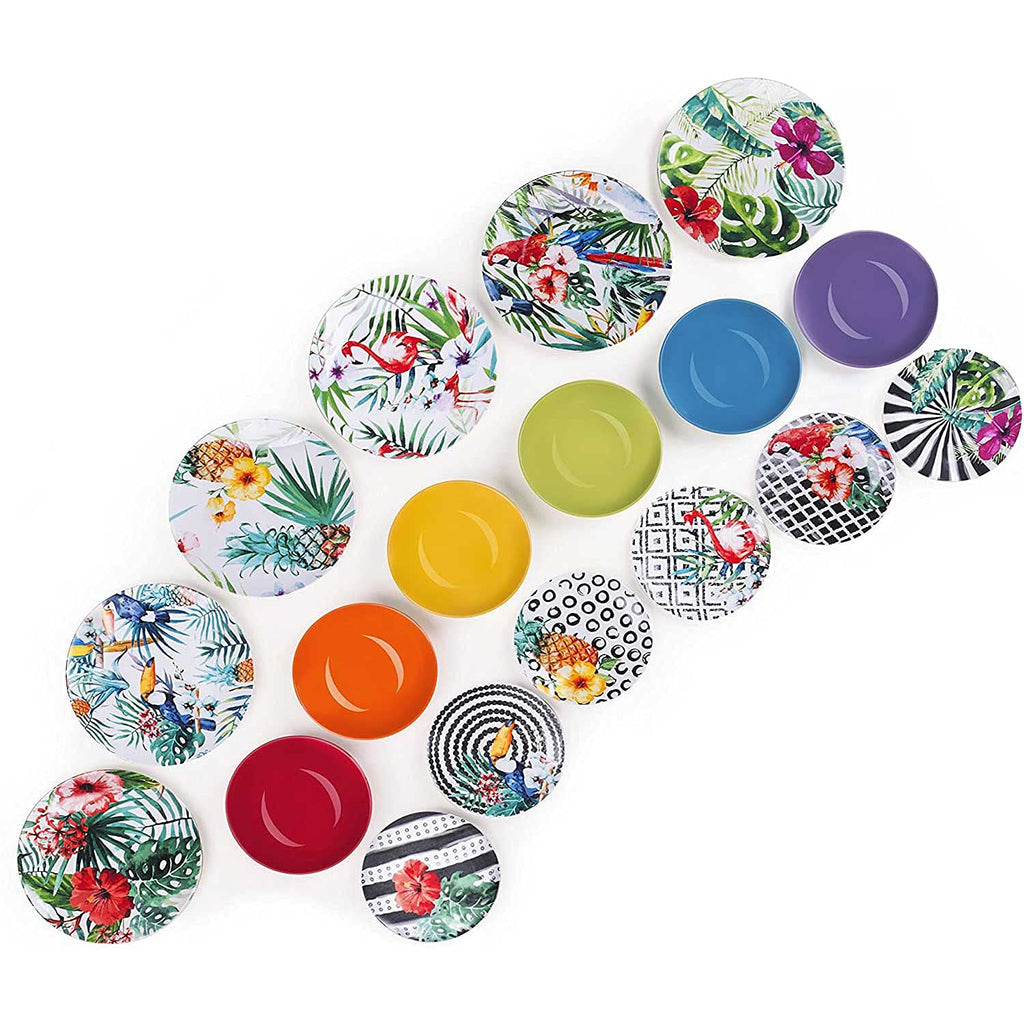 Excelsa Tropical Chic Service Table, Porcelaine, multicolore, 18 unités