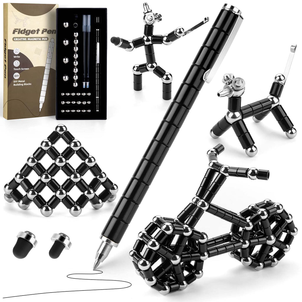 Tigerhu Stylo Magnétique, Stylo à Bille Stylomagnet, Strato Pen, Fidget Pen, Créatifs Drôle Stylo,Stylo Aimanté Magnétique, Cadeau de Fête des Pères