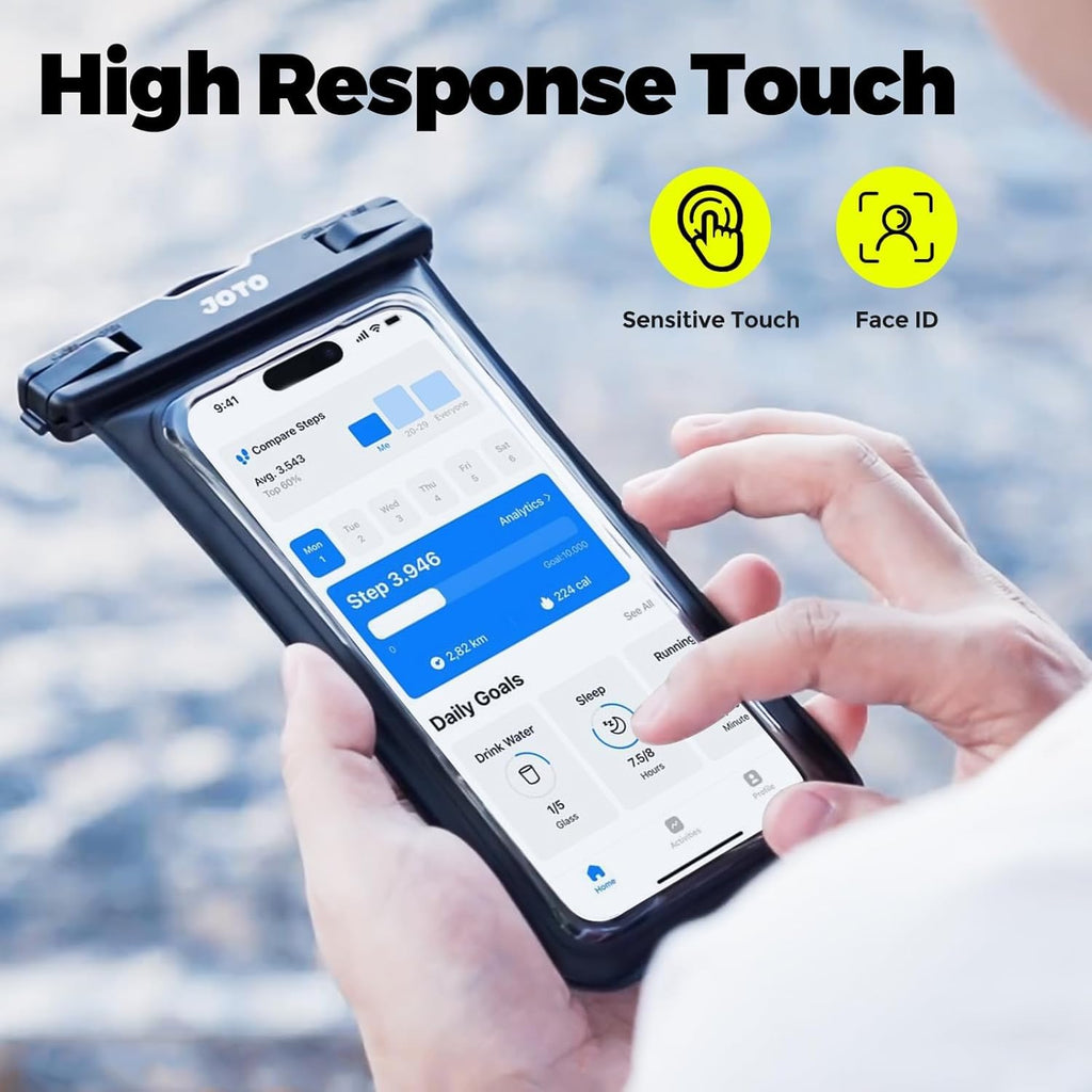 JOTO 2 Pochettes Étanches Smartphone Certifiée IPX8 iPhone 16/15/14/13/12/11 Plus Pro Max, Redmi Note 13/13 Pro 12 A3, Galaxy A15 A35 A25 A54 A55, Housse Étanche Jusqu'à 7 Pouces -Noir