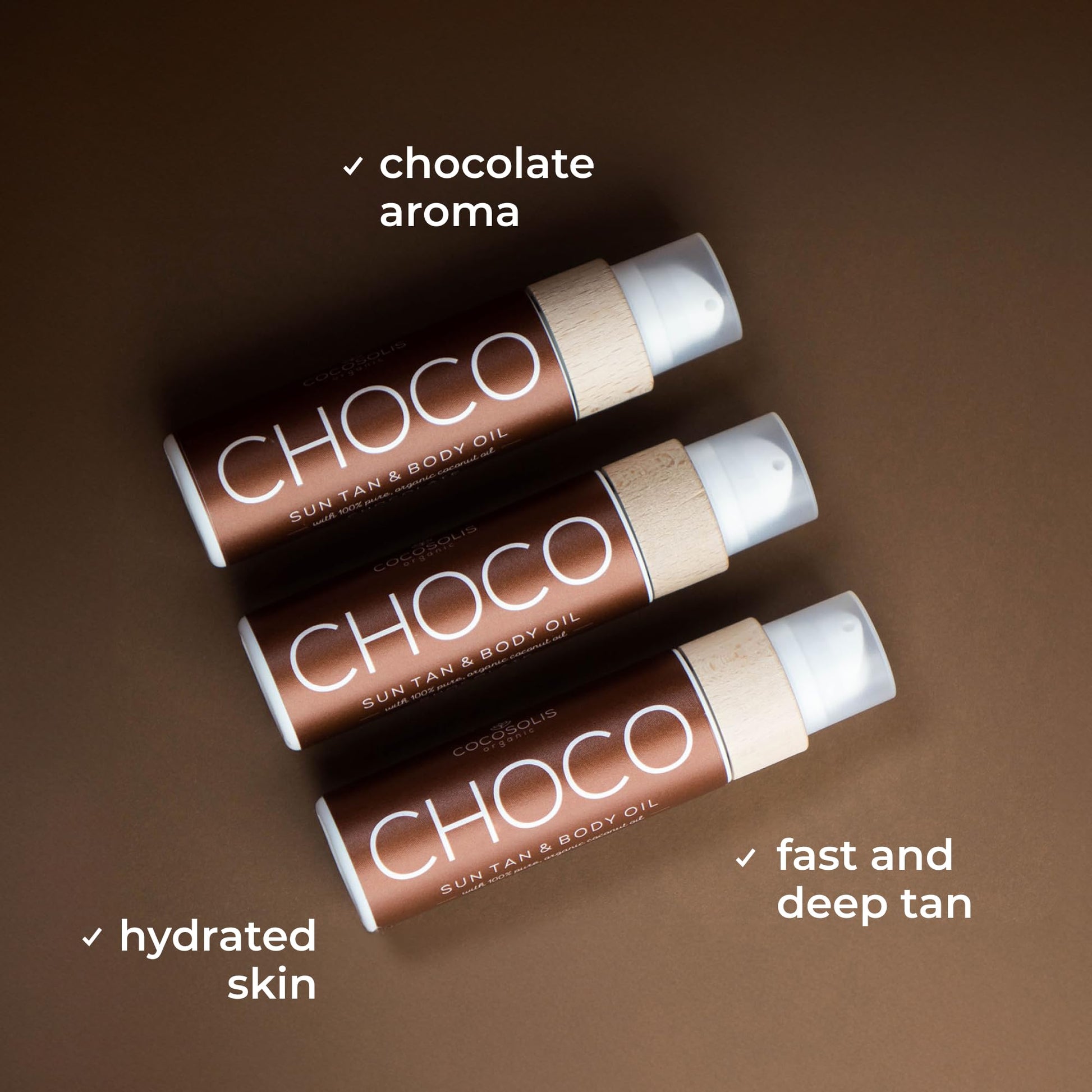 COCOSOLIS CHOCO Accélérateur de bronzage, Huile bronzante pour Banc Solaire, activateur de bronzage Intense, Naturel et Biologique, Huile Bio 110 ml