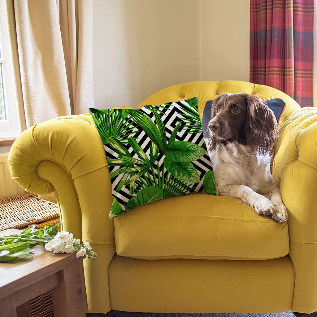 Housse Coussin Exterieur 40x40cm Feuilles Vertes Vert Tropical Salon de Jardin Exterieur Deco pour canapé Deco scandinave Decoration