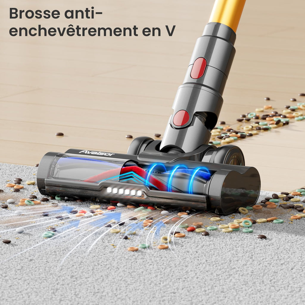 550W/45Kpa Aspirateur Balai sans Fil,70 Mins Aspirateur Sans Fil Puissant avec OLED écran Tactile et Brosse à Sol Anti-emmêlement,1,5L Aspirateur Balai pour Les Poils d'animaux/Tapis/Sols Durs