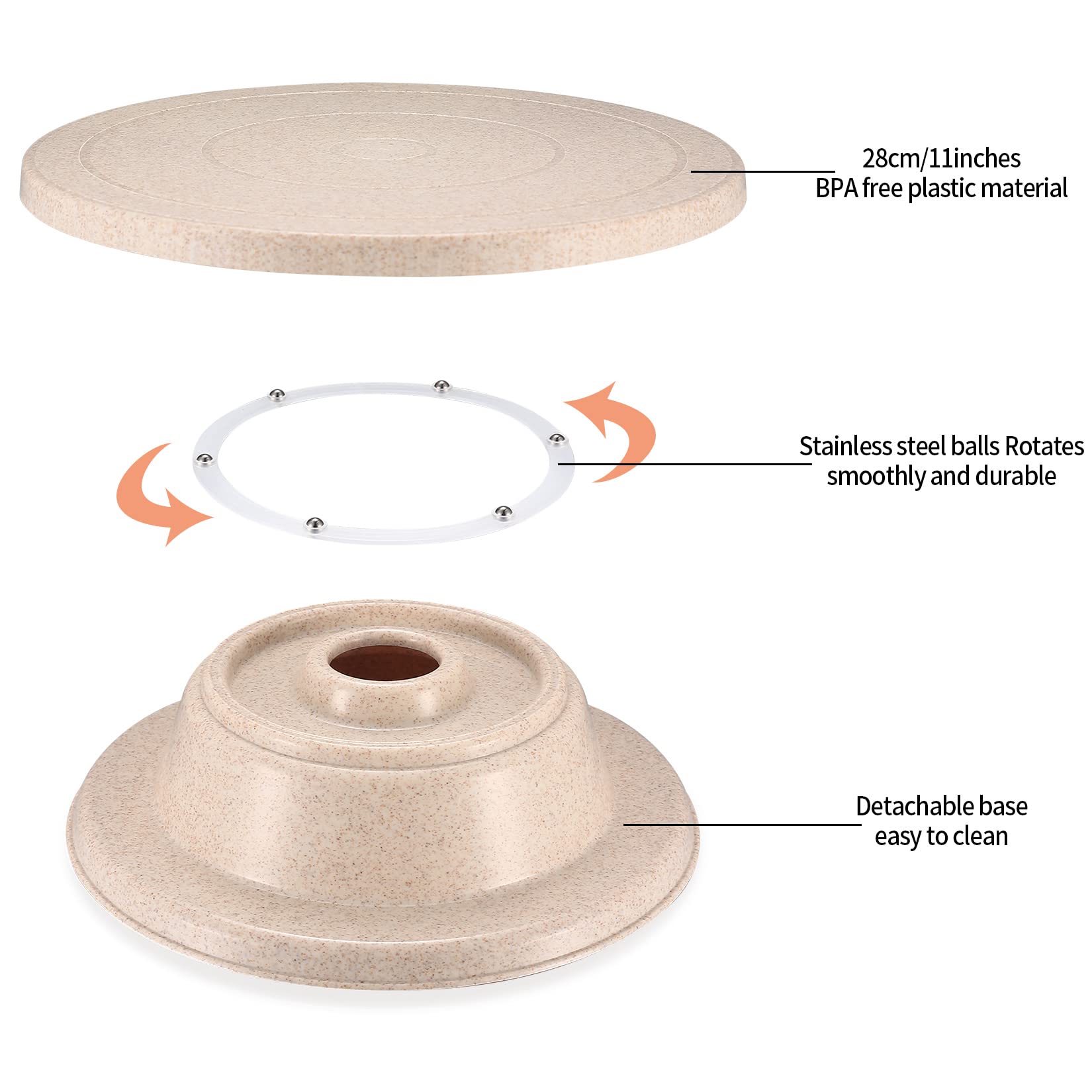 Outils de Plateau Tournant pour Gâteaux, Kits de Fournitures Support Assiettes de Décoration de Gâteaux, avec Grattoirs à Gâteaux, Spatules, Poches à Douille et Embouts de Tuyauterie