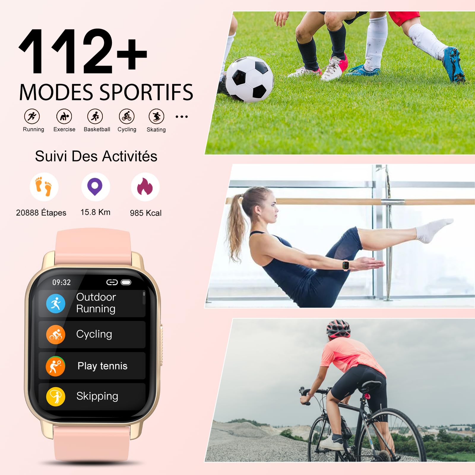 Montre Connectée Homme Femme, 1.91"HD Montre Connectee avec Appels Bluetooth, Etanche IP68 Montre Sport 112+ Mode Sport, Podomètre, Cycle Menstruel, Fréquence Cardiaque, Spo2, Smartwatch Android iOS