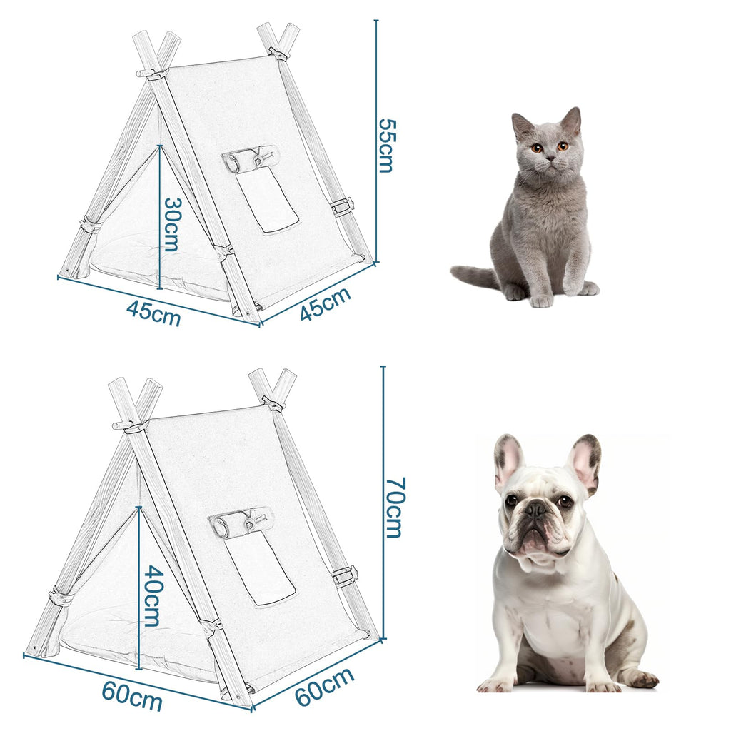 EUGAD Niche pour Chat, Tente Tipi pour Animaux de Compagnie avec Coussin Amovible et Lavable, Niche à Chien Chats Interieur, Tente en Toile avec Fenêtre pour Chat 45x45x55cm