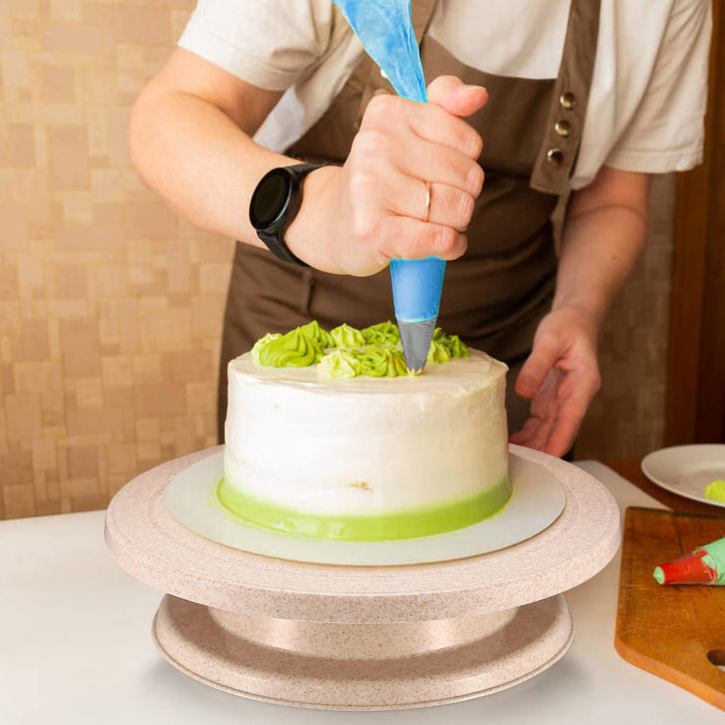 Outils de Plateau Tournant pour Gâteaux, Kits de Fournitures Support Assiettes de Décoration de Gâteaux, avec Grattoirs à Gâteaux, Spatules, Poches à Douille et Embouts de Tuyauterie
