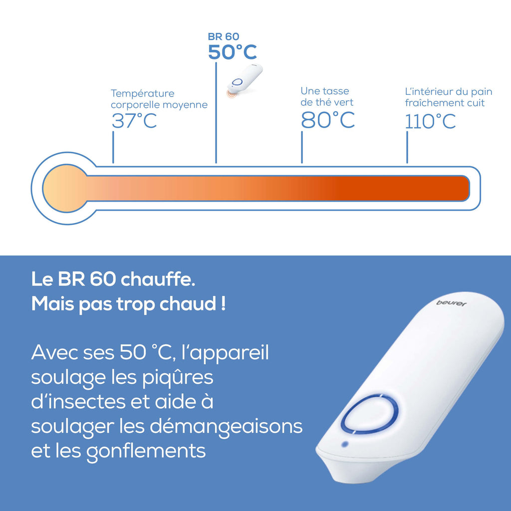 Beurer BR 60 Dispositif soulageant les piqûres et morsures d'insectes, stylo réduit la démangeasion et le gonflement, anti moustique, sans substance chimique, petit et pratique