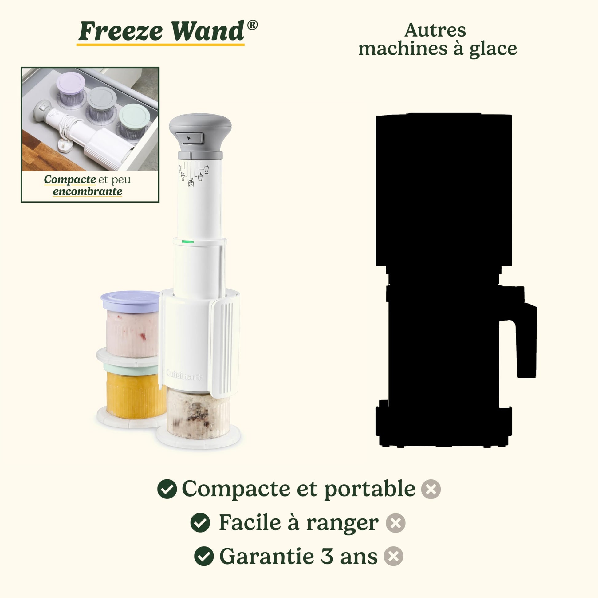Cuisinart FreezeWand – Sorbetière 5 programmes : Glace, Sorbet, Milkshake, Granité, Ingrédients ajoutés | Vegan, sans lactose, riche en protéines, faible en calories | Prête en 5 min