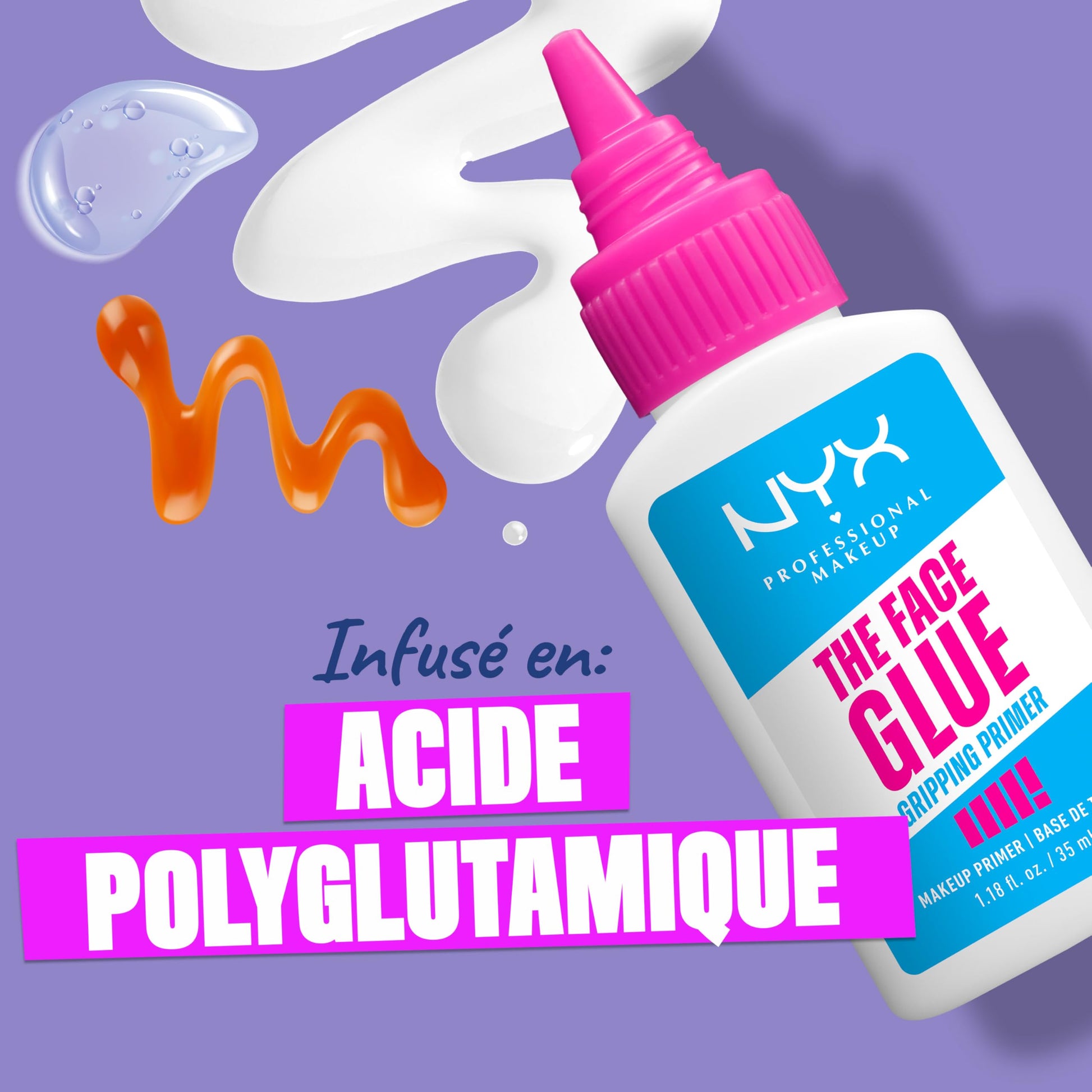 NYX Professional Makeup - Primer Fixant - Fixe le Maquillage et Hydrate la Peau - Tenue Longue Durée 24H - Formule Vegan - The Face Glue Primer - 35ml