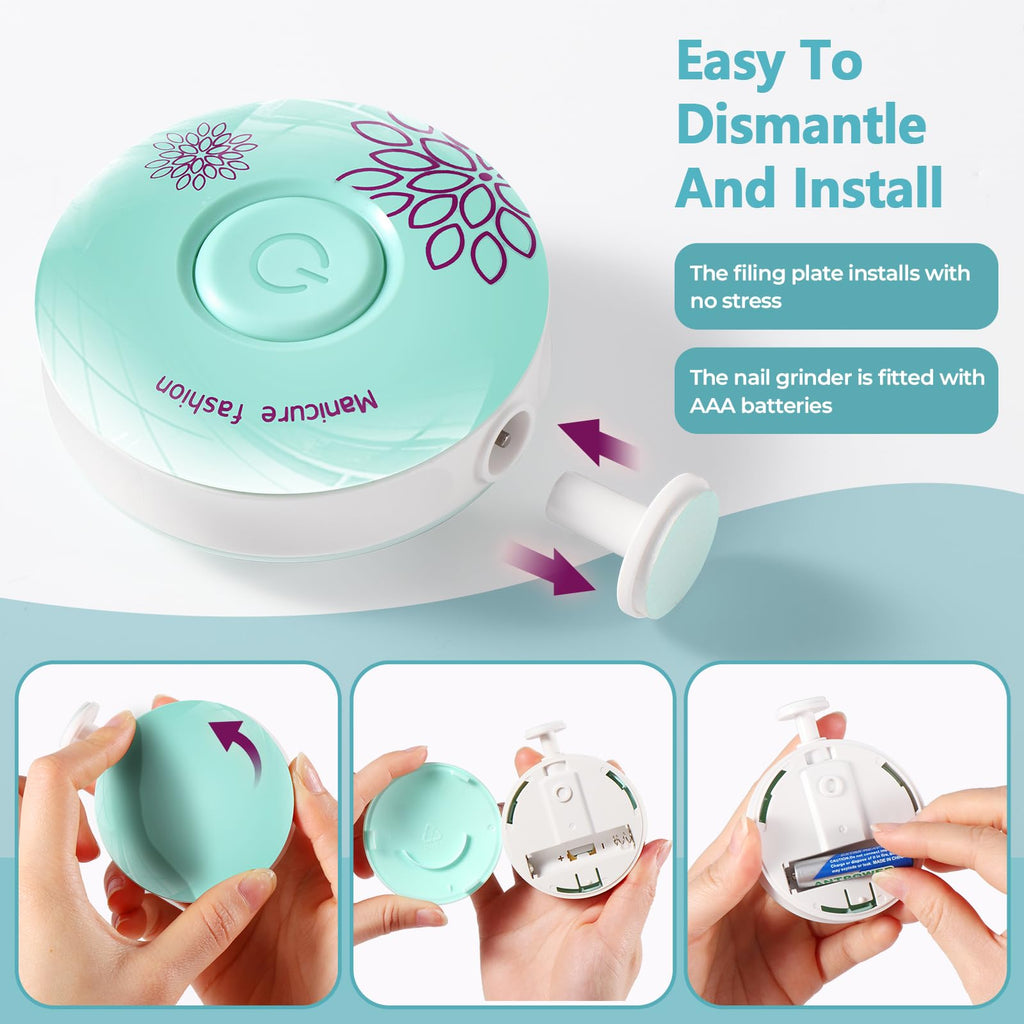 Blendura Lime Ongle Bebe, Lime A Ongle Electrique Bebe 6 En 1 Pour Enfants De Tous âGes, vert