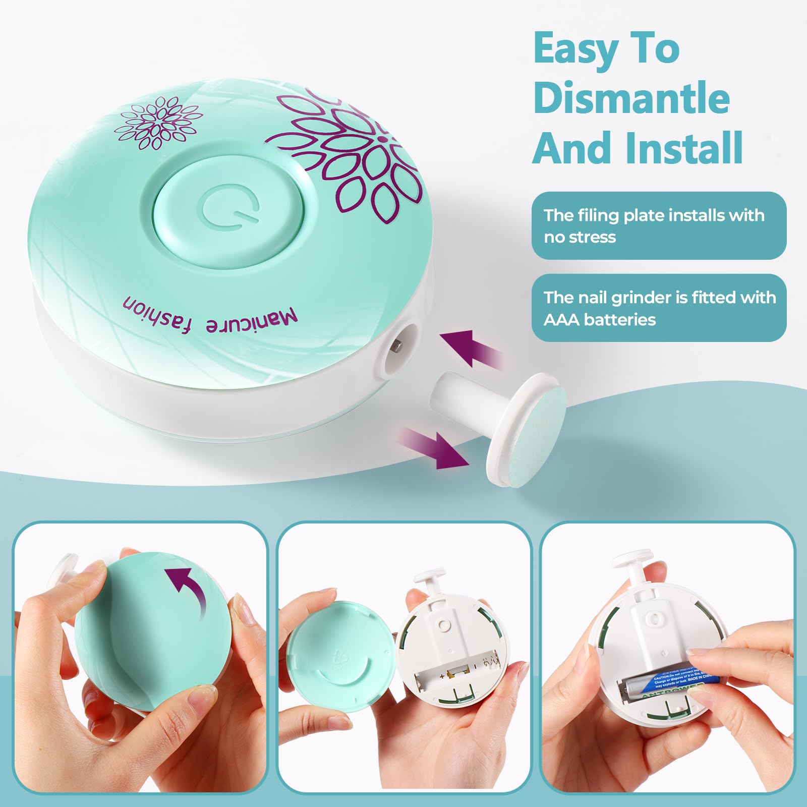 Blendura Lime Ongle Bebe, Lime A Ongle Electrique Bebe 6 En 1 Pour Enfants De Tous âGes, vert