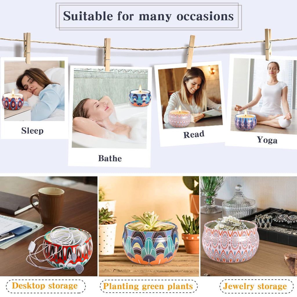 VIPNAJI Bougie Parfumée Ensemble Cadeau 9 Pièces, en Cire De Soja Naturel en Portable, pour L'aromathérapie Mariage Bath Yoga Cadeau de Fête des Mères, La Saint Valentin et Noël,Décor