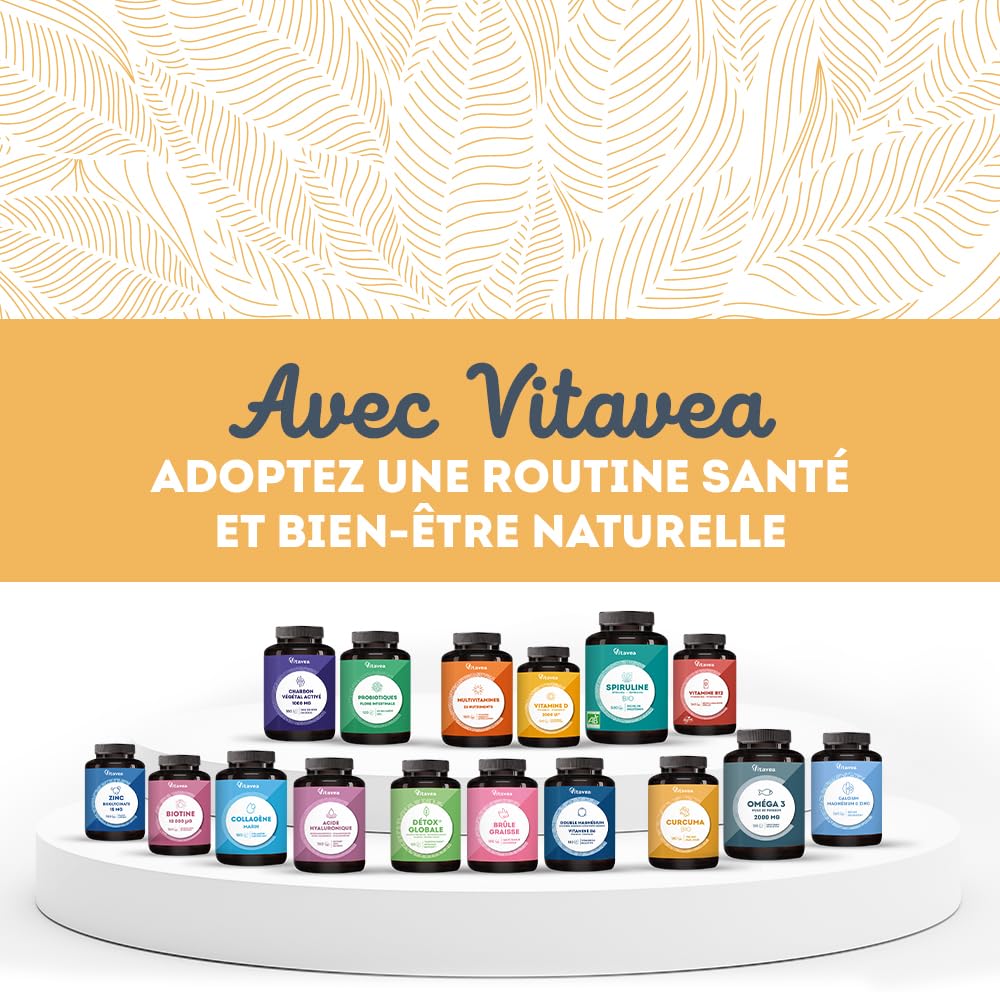 Curcuma BIO Pur Sans Pipérine ni Poivre Noir - Bien-Être Articulaire, Santé du Foie, Immunité - 90 gélules - Fabriqué en France - Vitavea