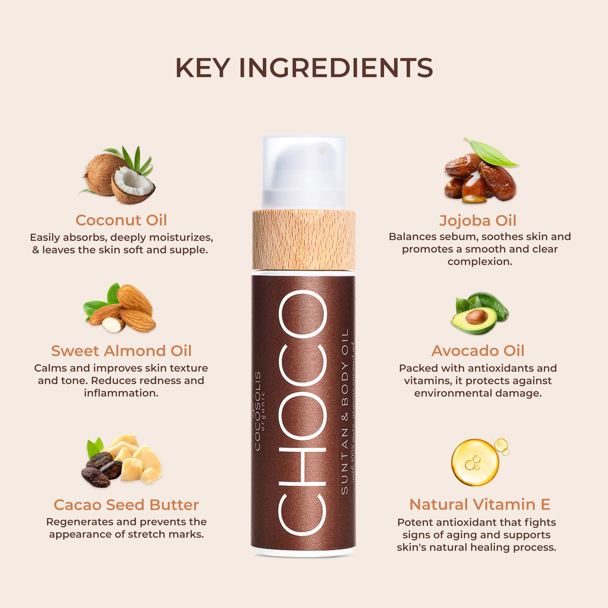 COCOSOLIS CHOCO Accélérateur de bronzage, Huile bronzante pour Banc Solaire, activateur de bronzage Intense, Naturel et Biologique, Huile Bio 110 ml