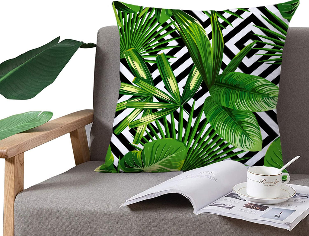 Housse Coussin Exterieur 40x40cm Feuilles Vertes Vert Tropical Salon de Jardin Exterieur Deco pour canapé Deco scandinave Decoration