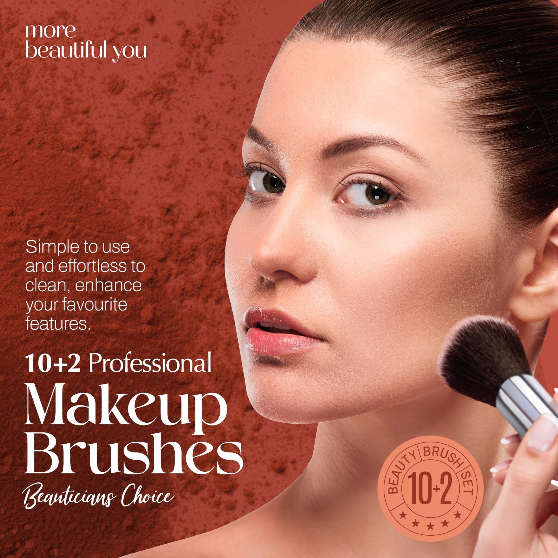 PORTENTUM Pinceaux Maquillages Professionnel (10+2pcs), Pinceau Maquillage Pour Fond de Teint Blush L'anti-cernes Fard à Paupières Poudre Libre, Avec Blender Eponge