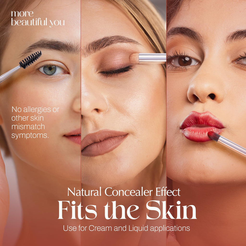 PORTENTUM Pinceaux Maquillages Professionnel (10+2pcs), Pinceau Maquillage Pour Fond de Teint Blush L'anti-cernes Fard à Paupières Poudre Libre, Avec Blender Eponge