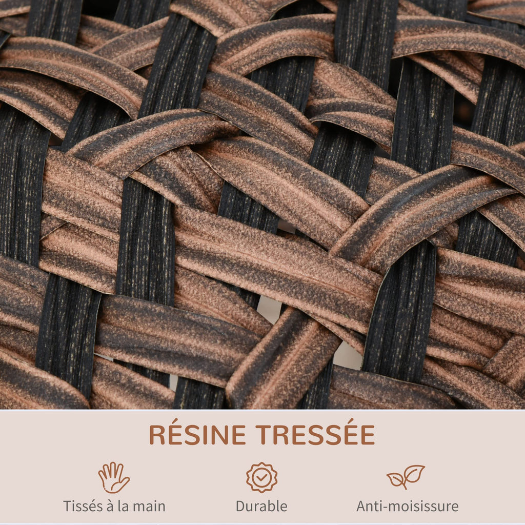 PawHut Panier Chat lit surélevé Chat Cosy Niche Grotte Grand Confort dim. Ø 52 x 58H cm Coussin Moelleux Beige Inclus résine tressée Imitation rotin Marron