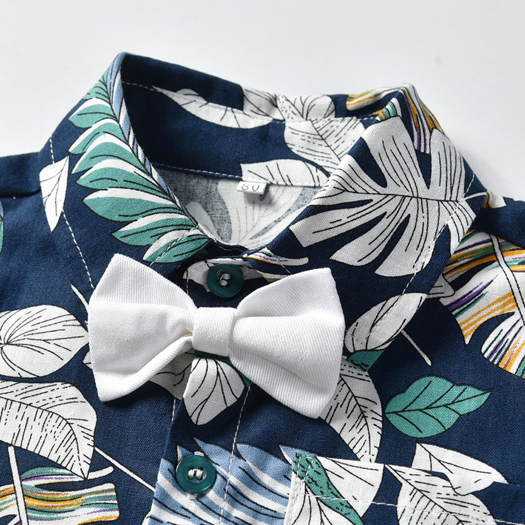 Winmany Ensemble Hawaï pour BéBé GarçOn Petits Enfants Chemise et Short en Coton pour Enfants VêTements Plage D'éTé à Fleurs Tropicales (2, Bleu, 3-4T)