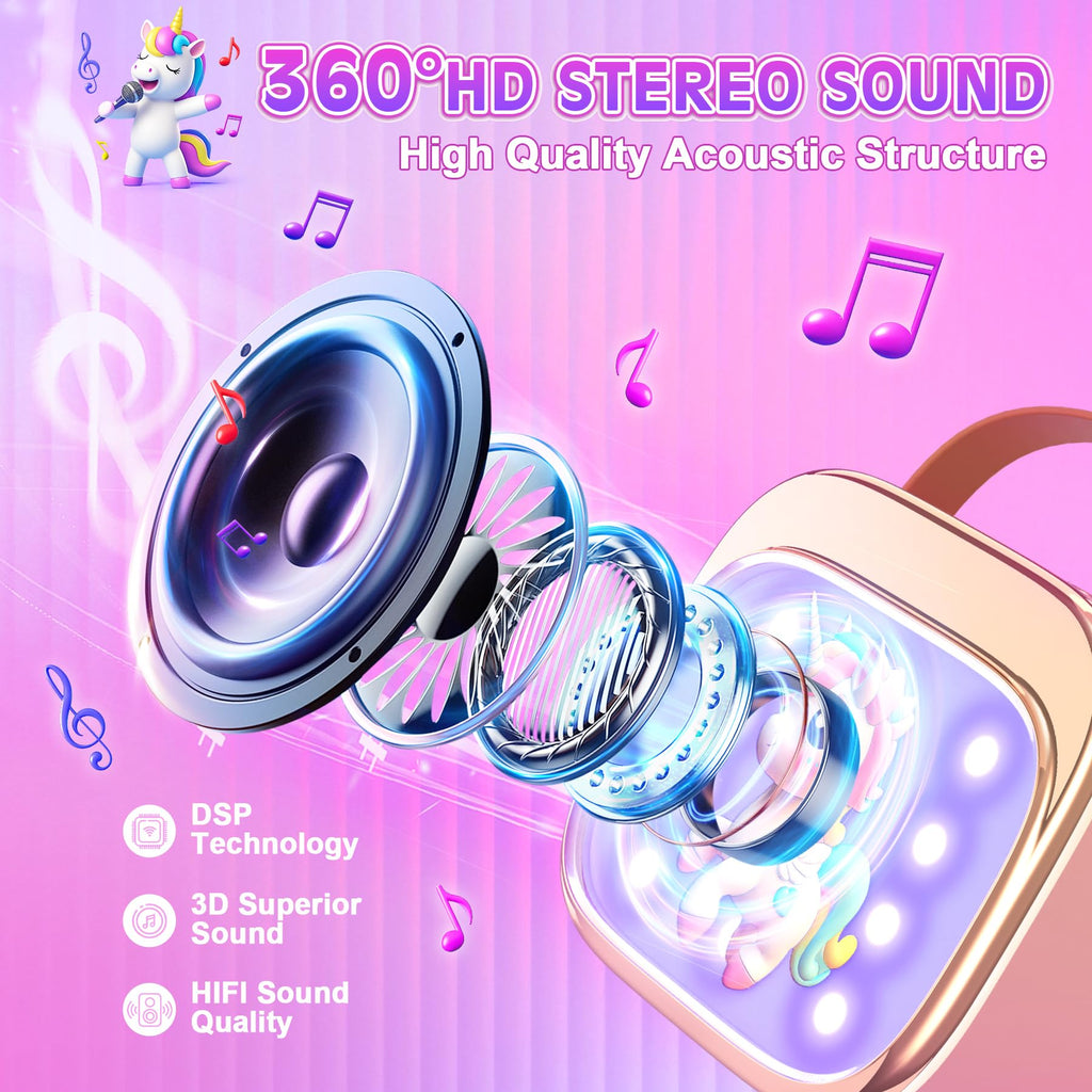 LUVTOY Machine Karaoke Enfant avec 2 Micros Enfants: [Personnalisation Exclusive] - Karaoké pour Enfants - Jouet Fille 3-10 Ans - Cadeau Paques Fille 3-12 Ans - Micro Enfant pour Chanter Jouet