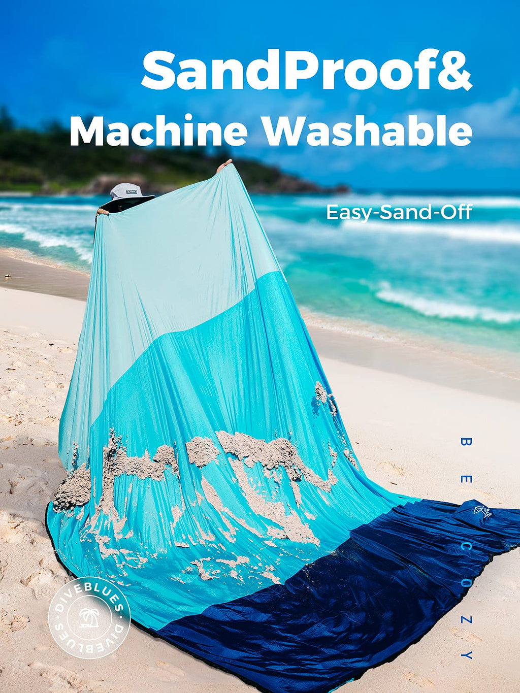 OCOOPA Couverture de Plage 210 x 200cm Grande, imperméable, Anti Sable, Couverture de Pique-Nique, pour Le Voyage, Le Camping, Les Vacances, etc.